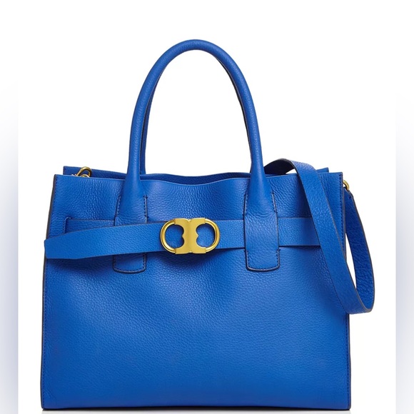 Tory Burch Gemini Link Leather Tote Dahlia Blue🖤 - Picture 2 of 15